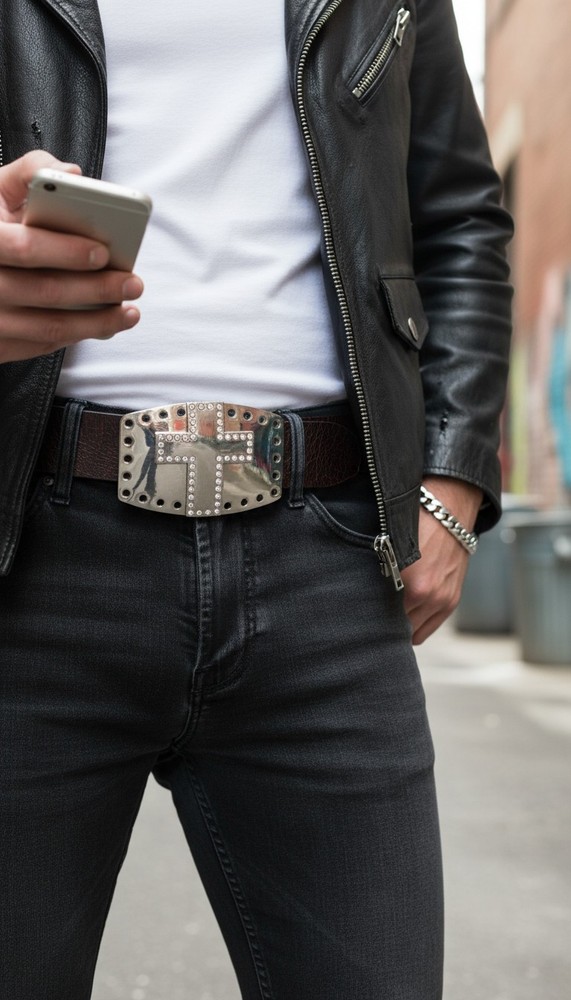 Men Women Buckle Silver Metal Cross Cowboy Western Bling Fashion Weekend Church