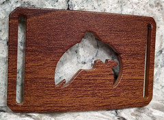 GRIP6 BELT BUCKLE – NATURALIST SALMON FISH – WALNUT WOOD FINISH – 1.5 INCH WIDE