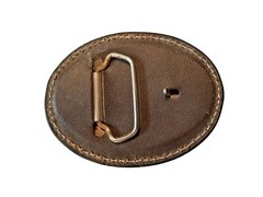 EAGLE Belt BUCKLE w/ WHITE BUCKSTITCHING Lg HANDMADE Brown LEATHER Western/Biker