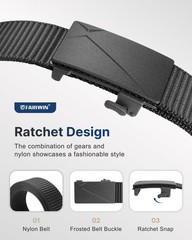 FAIRWIN Ratchet Belts for Men – Nylon Web Belt S(32&Prime;-38&Prime;waist), Frosted
