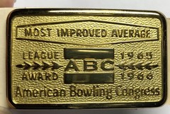 Vtg NOS 1965 1966 ABC Bowling League Award Belt Buckle American Congress Brass
