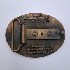 Vintage The Mutual Life First in America Insurance Advertising Metal Belt Buckle