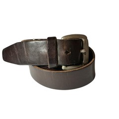 Vtg Fossil brown Leather Belt Silver Buckle Rugged Casual Distressed 34