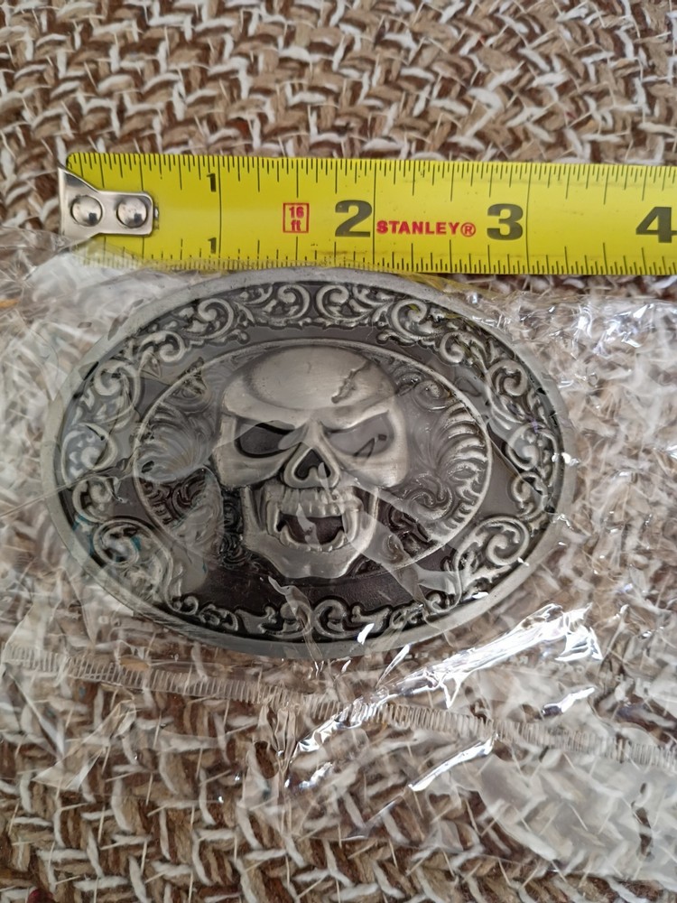 Skulls Collection Gray & Black Belt Buckle