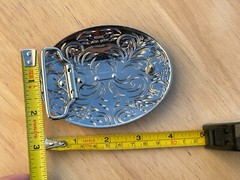 Western Horse Head Buckle Men Unisex Turquoise Silver Chrome Engraved Fit 2 »