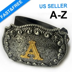 Zinc Alloy Letter Belt Buckle 26 Letters Western Denim Pattern Belt Buckle USA