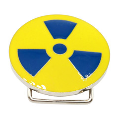 Unisex Fashion Belt Buckle Silver Metal Yellow Nuke Bomb Nuclear Animation Anime