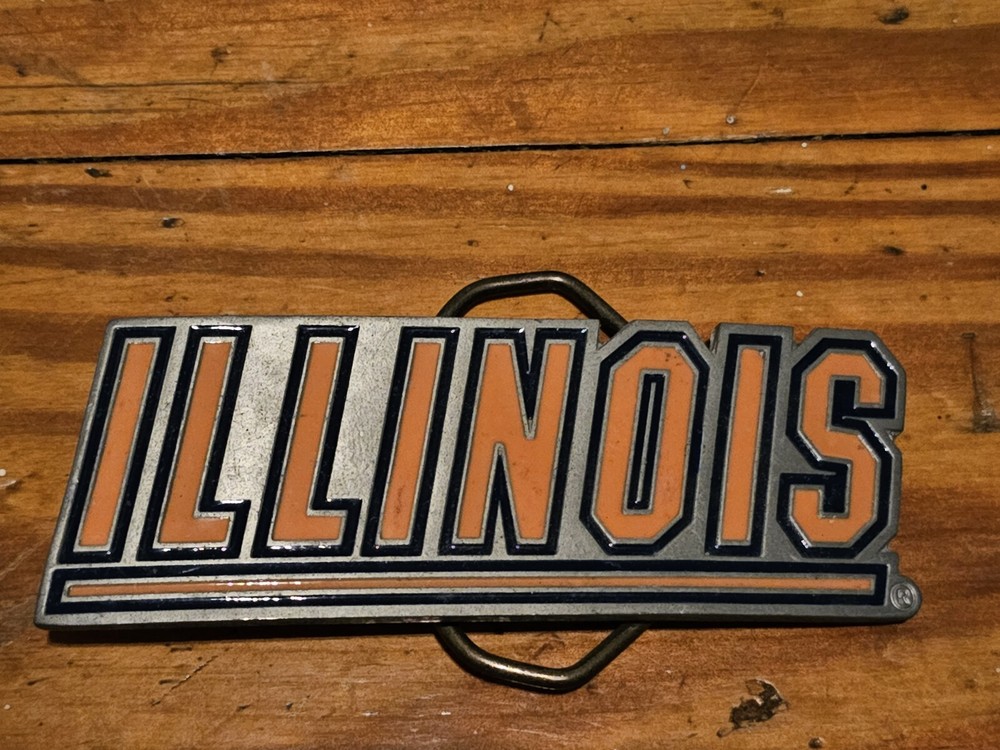 Vintage Illinois Fighting Illini Football Belt Buckle New old Stock