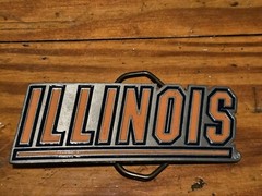 Vintage Illinois Fighting Illini Football Belt Buckle New old Stock