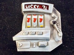 Jackpot Lucky Seven&rsquo;s Vegas Style Slot Machine Figural Gambling Belt Buckle