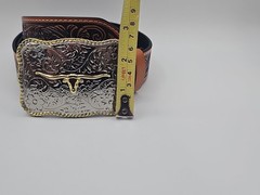 Western Style Texas Longhorn Belt Buckle w/ Belt 46in waist