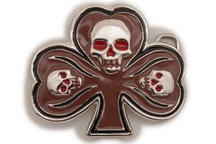 Men / Women Silver Belt Buckle Skull Skeleton Brown Clover Leaf Gothic Emo Punk