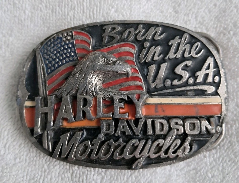 Vintage 1991 Harley-Davidson « Born in the USA » Eagle Belt Buckle – Baron H404