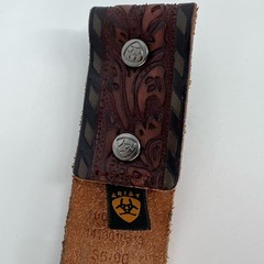Ariat Embossed Leather Tooled Buckle Belt – Western Dark Brown