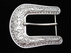 RB01120 *NOS* REALLY NICE **FLORAL ORNAMENTAL & CRYSTALS** FASHION BELT BUCKLE