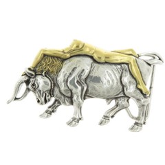 Lady Bull Western Antique Gold/Silver Metal Belt Buckle