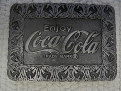 Hit Line USA « Enjoy Coca Cola » Pewter Belt Buckle 3 1/8&Prime; x 2 1/4&Prime;-FAST SHIPPING!