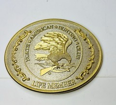 North American Hunting Club Life Member Eagle Oval Western Belt Buckle 1.5&Prime;