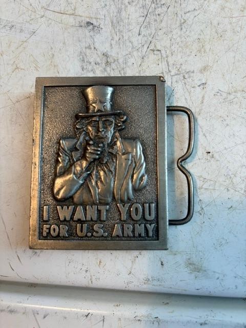 Bergamot Works 1976 Brass Belt Bucket Uncle Sam Wants You For US Army