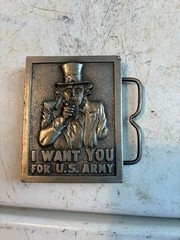 Bergamot Works 1976 Brass Belt Bucket Uncle Sam Wants You For US Army