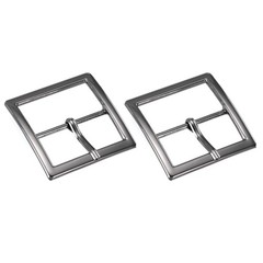 2Pcs 1.5&Prime; Single Prong Belt Buckle Square Center Bar Buckles for Belt Black