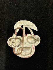 Vintage y2k trio cherries belt buckle silver tone finish and red detailing RARE