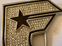 Vintage TRAVIS BARKER BLINK 182 Stars and Straps F Rhinestone Belt Buckle Punk