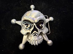 Creepy Skull Grinning Teeth Five Point Star Gothic Punk Cutout Belt Buckle