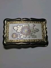TRI COLOR PLATED FLOWER DESIGN BELT BUCKLE – VINTAGE – 3 1/2&Prime; X 2 1/4&Prime;