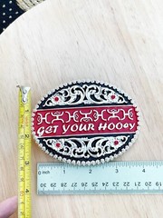 Western Buckle Silver Black Red Cowboy 4×3 for 2 » Hooey Buckle Hebilla Vaquero