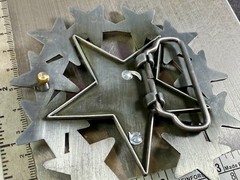 Eleven Five Pointed Star Cutout Silver Color Western Style LARGE Belt Buckle