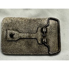 Textured Nugget Rectangle Belt Buckle Antiqued Silver Tone Western Style