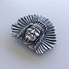 Vintage Silver Plated Chief Legend Western Belt Buckle Boucle de Ceinture