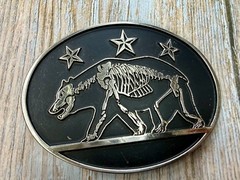 California State Flag Skeleton Grizzly Bear Stars Belt Buckle Chrome 6464