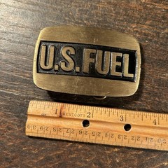 Vintage Belt Buckle U.S. Fuel Petroliana Oil Dyna Buckle Provo Utah Solid Brass