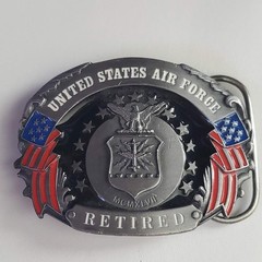 Siskiyou Buckle Co US Air Force Retired Belt Buckle USA Made Enamel Pewter