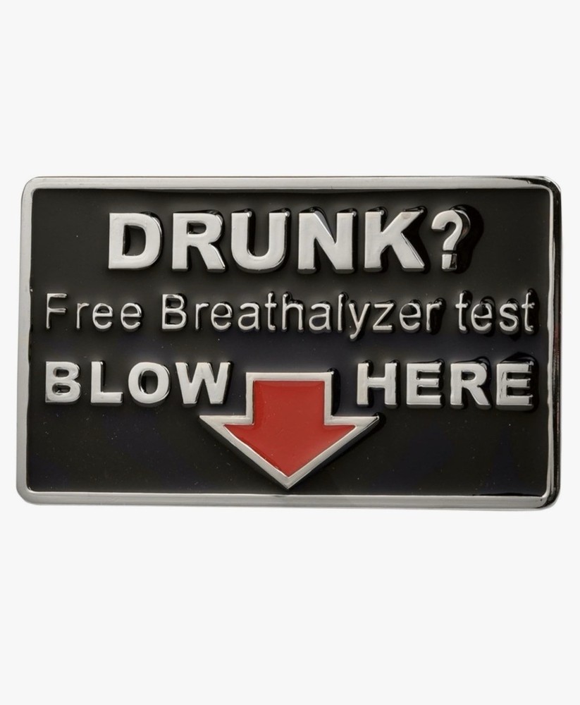 Drunk Free Breathalyzer Test Blow Here Belt Buckle Vintage Novelty Gift