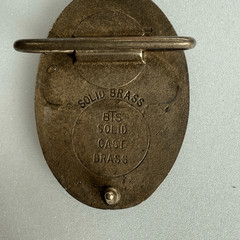 Vintage Barlow 1978 Brass authentic Scrimshaw and leather Buckle signed