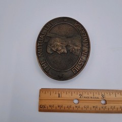 Vintage The Mutual Life First in America Insurance Advertising Metal Belt Buckle