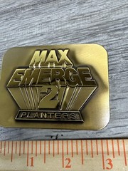 Vintage John Deere Belt Buckle Mens Gold Tone Max Emerge 2 Planters 1987 80s