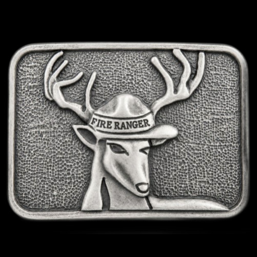 FIRE RANGER DEER ELK FOREST WILD ANIMAL BELT BUCKLE BOUCLE DE CEINTURE