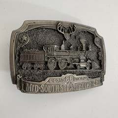 Mid South Steam Boiler Co Belt Buckle Silver Trains Locomotives