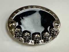 Creepy Five Skull&rsquo;s Head Black Enameled Halloween Gothic Punk Biker Belt Buckle
