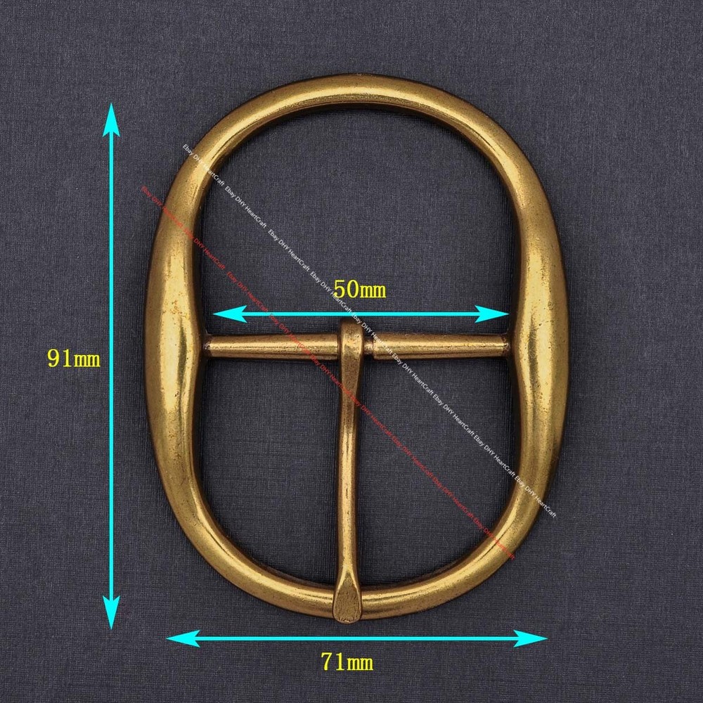 MEN HUGE LONG BRASS PLATED CENTER BAR LEATHERCRAFT BELT BUCKLE REPLACEMENT 50MM