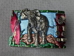 vintage USA made ELEPHANT belt buckle 1980s enamal BRASS animal AFRICAN cowboy