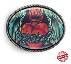 Sacred Heart Tattoo Graffiti Street Art Handmade Artisan Belt Buckle