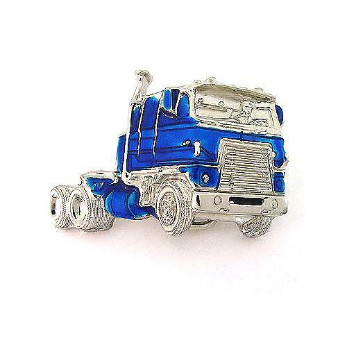 Blue King Road Truck Trucker Trailer Enamel Metal Men Belt Buckle