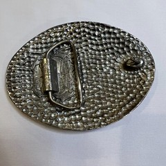 Vintage SSI Metal Handcrafted Belt Buckle Horses And Indian Nature Wildlife USA
