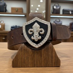 Women Silver Metal Belt Buckle Western Fashion Bling Fleur De Lis Day Night Look