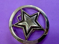 Famous Stars & Straps Five Point Star Logo See-Trough Silver Color Belt Buckle